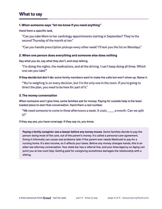 Kit page 4, the three scripts for the hard conversations