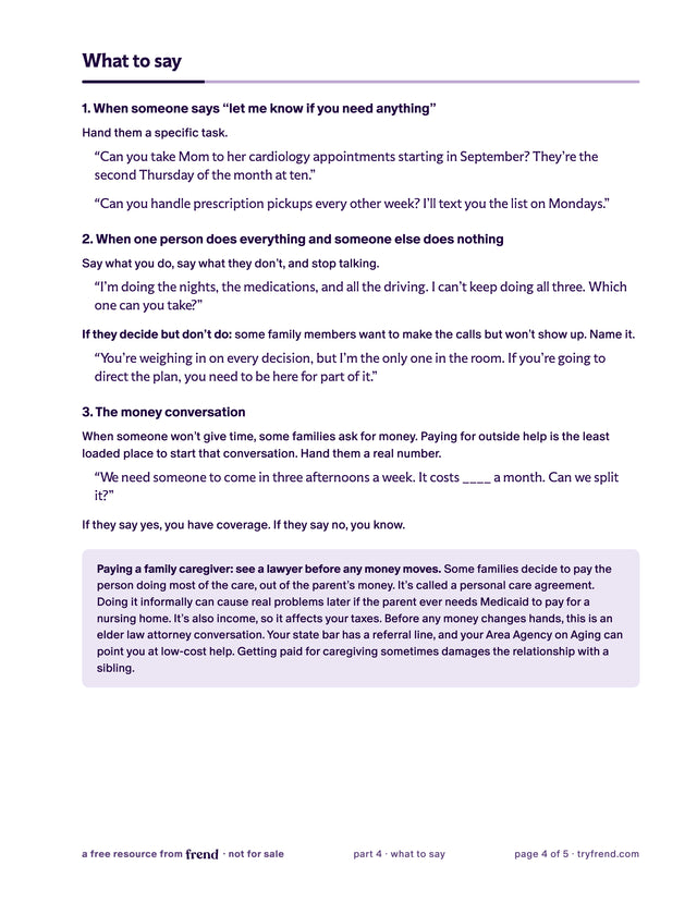 Kit page 4, the three scripts for the hard conversations
